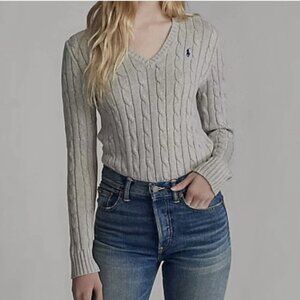 Polo Ralph Lauren Cable-Knit Cotton V-Neck Sweater